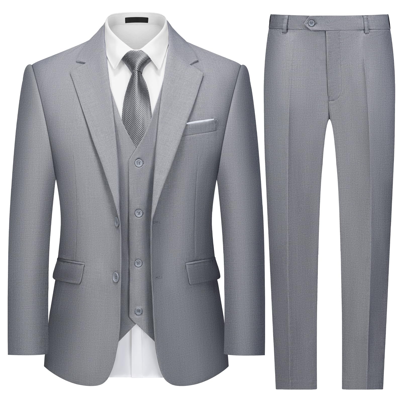MAGE MALE Mens Two Button 3-Piece Suits Slim Fit