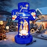 Civaner 6ft Outdoor Christmas Inflatable Nativity Scene Built in LED Light | Jesus Is The Reason for The Season, Christmas Holy Nativity Decoration, for Yard Garden Lawn Porch and Holiday Displays