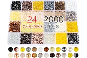 XSEINO About 2800 PCS 4mm Glass Beads Bracelet Making Kit,24 Assorted Black and White Series Colorful Crystal Beads for Bracelet and Jewelry Making and DIY Crafts,Friendship Bracelets