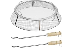 SOLDBBQ Fire Pit Spark Protector Screen Mesh for Solo Stove Bonfire Shield, Stainless Steel Protective Spark Screen w/Sticks for Solo Stove Accessories, Replacement Parts for Backyard & Outdoor Fire Pits