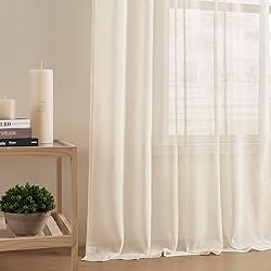 Joydeco Sheer Curtains 84 Inches Long, White