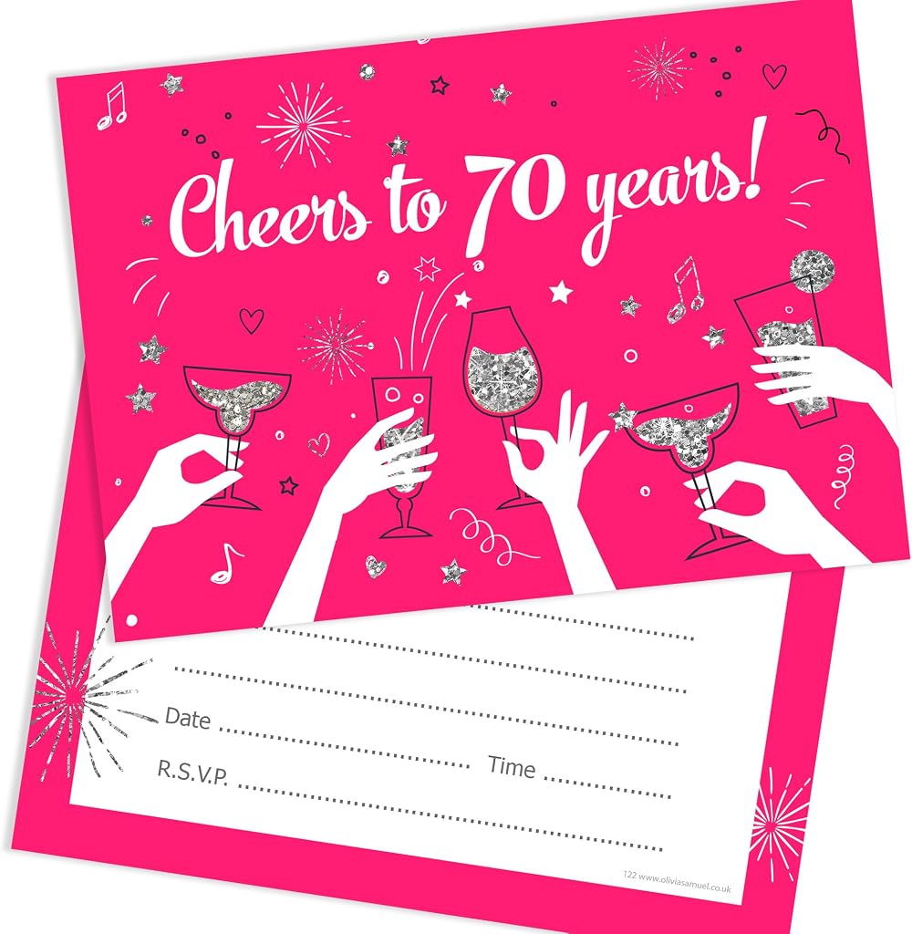 Olivia Samuel 20 Pack 70th Birthday Party Invitations with Envelopes