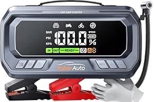 YaberAuto 12-in-1 Jump Starter with Air Compressor 8000A 160PSI 65W Charging, Portable Car Battery Jump Starter (All Gas/12L Diesel) Jump Box Car Battery Jumper Starter Portable Jumper Cables, 160W DC