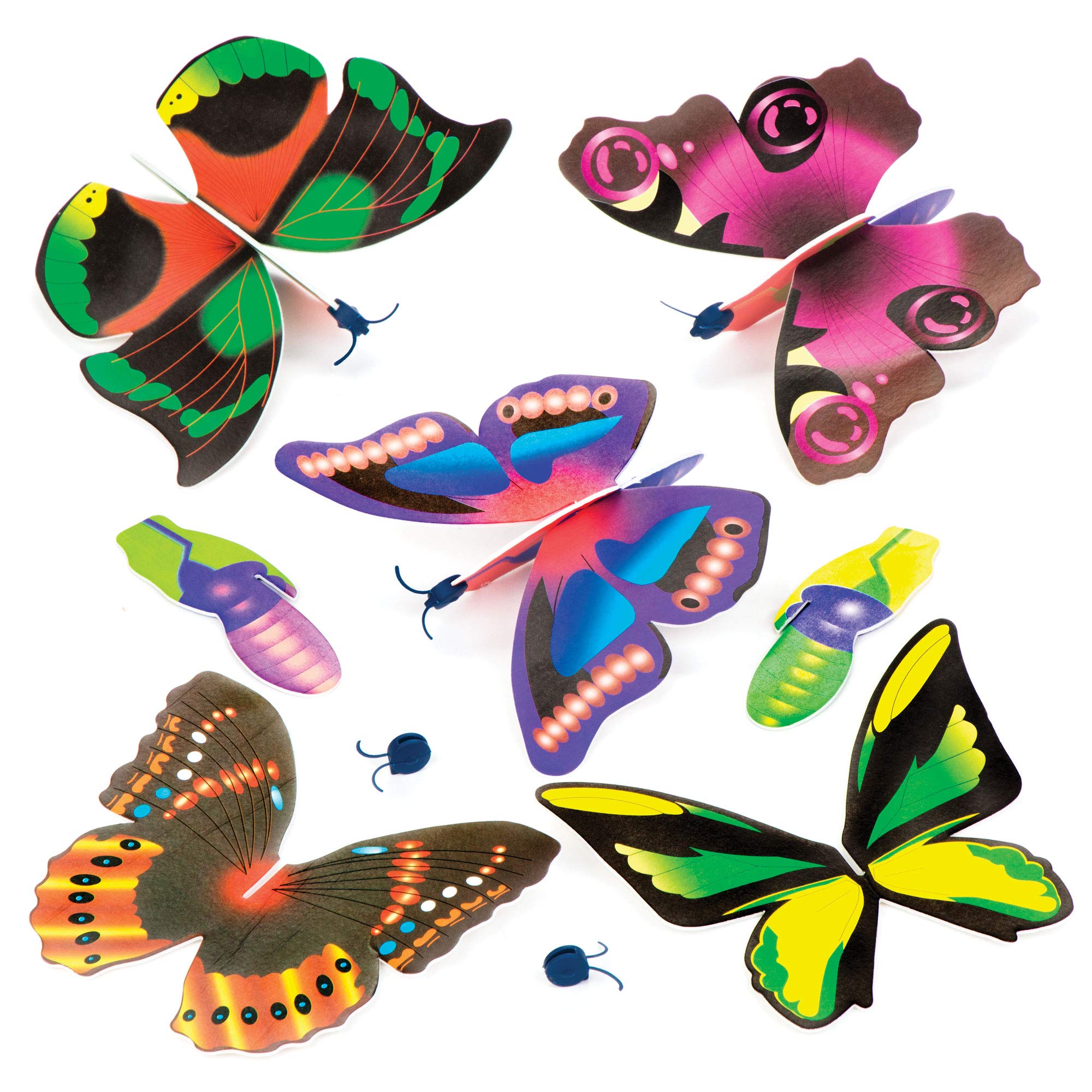Baker Ross Beautiful Butterfly Flying Gliders, For Kids Toys, Party Bag Fillers, Games and Prizes (Pack of 6) , Assorted , P1071