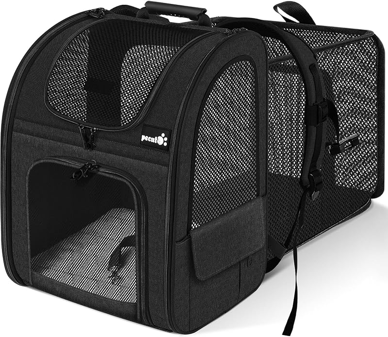 Pecute Cat Carrier Dog Backpack Expandable Breathable Mesh Front Opening