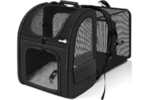 Pecute Cat Carrier Backpacks, Expandable Cat Backpack with Breathable Mesh, Pet Carrier Backpack for Cats Small Dogs Puppies 