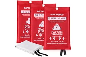 Mondoshop Fire Blanket for Home Kitchen Emergency - Fire Suppression Blanket Fireproof Blanket Fire Retardant Blankets for Car, Fireplace, Camping, Picnic, Grill