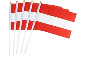 KIND GIRL 25 Pack Hand Held Small Mini Flag Austria Flag Austrian Flag Stick Flag Round Top National Country Flags,Party Decorations Supplies For Parades,World Cup,Festival Events ,International Festival