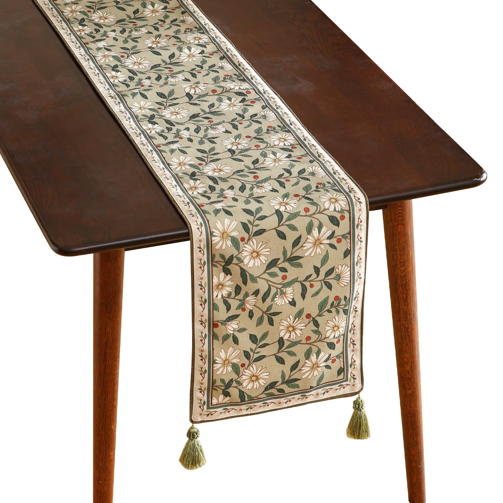 Photo 1 of ISAENNE Designer Elegant Linen Table Runner 71 Inches, Flower and Leaves Pattern Long Table Runners for Thanksgiving,Dining Room,Banquet,Holiday,Christmas,New Year,12"*71"