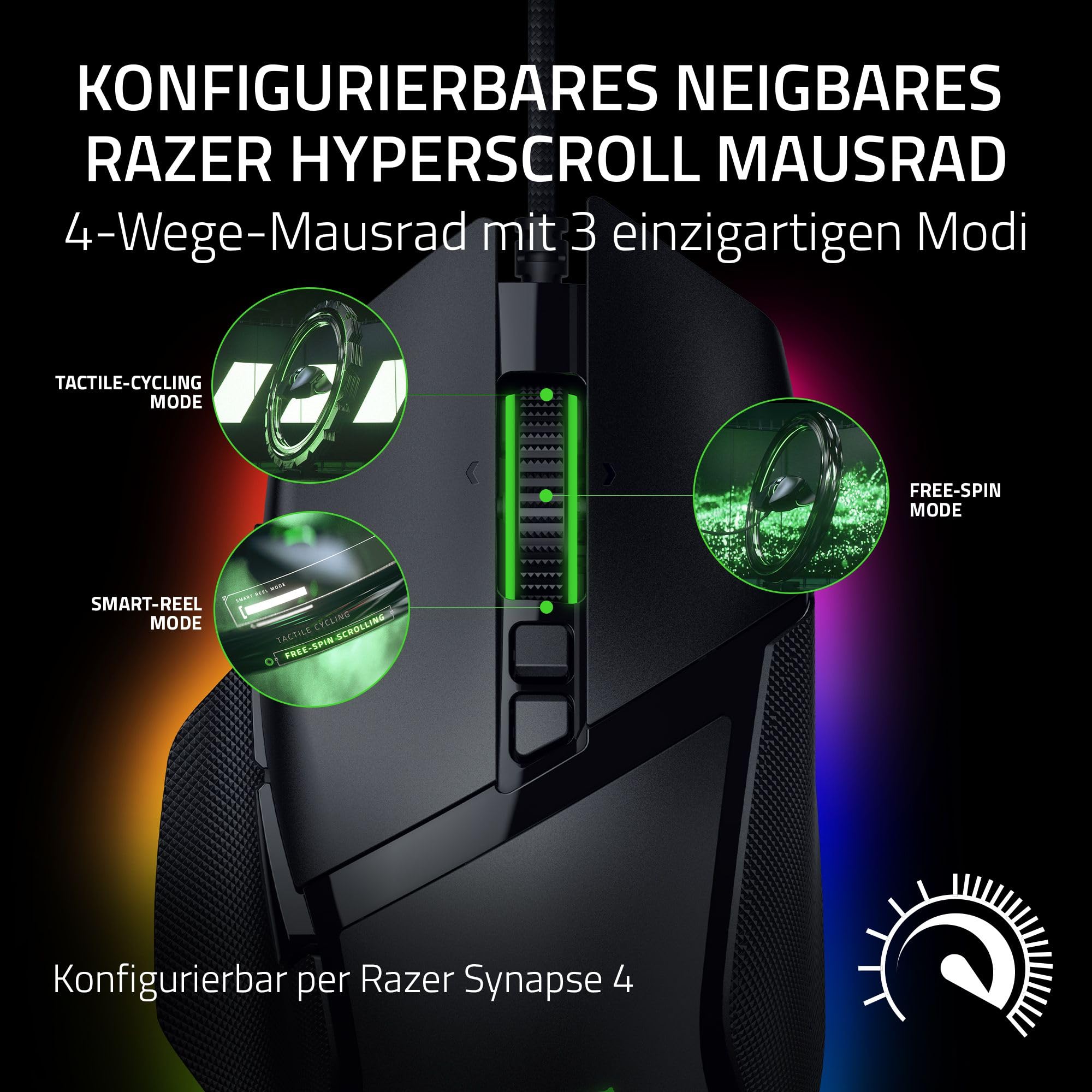 Razer Basilisk V3 35K - Vollständig anpassbare ergonomische kabelgebundene Gaming-Maus - Focus Pro 35K Sensor (HyperScroll Tilt Wheel, 11-Zonen-Beleuchtung, optische Mausschalter Gen-3) Schwarz 2