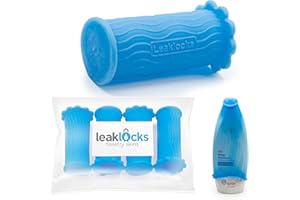 RINSEROO LeakLocks® Toiletry Skins™ Elastic Sleeve for Leak Proofing Travel Container in Luggage. For Standard and Travel Sized Toiletries. Reusable Accessory for Travel Bag Suitcase and Carry-on Luggage