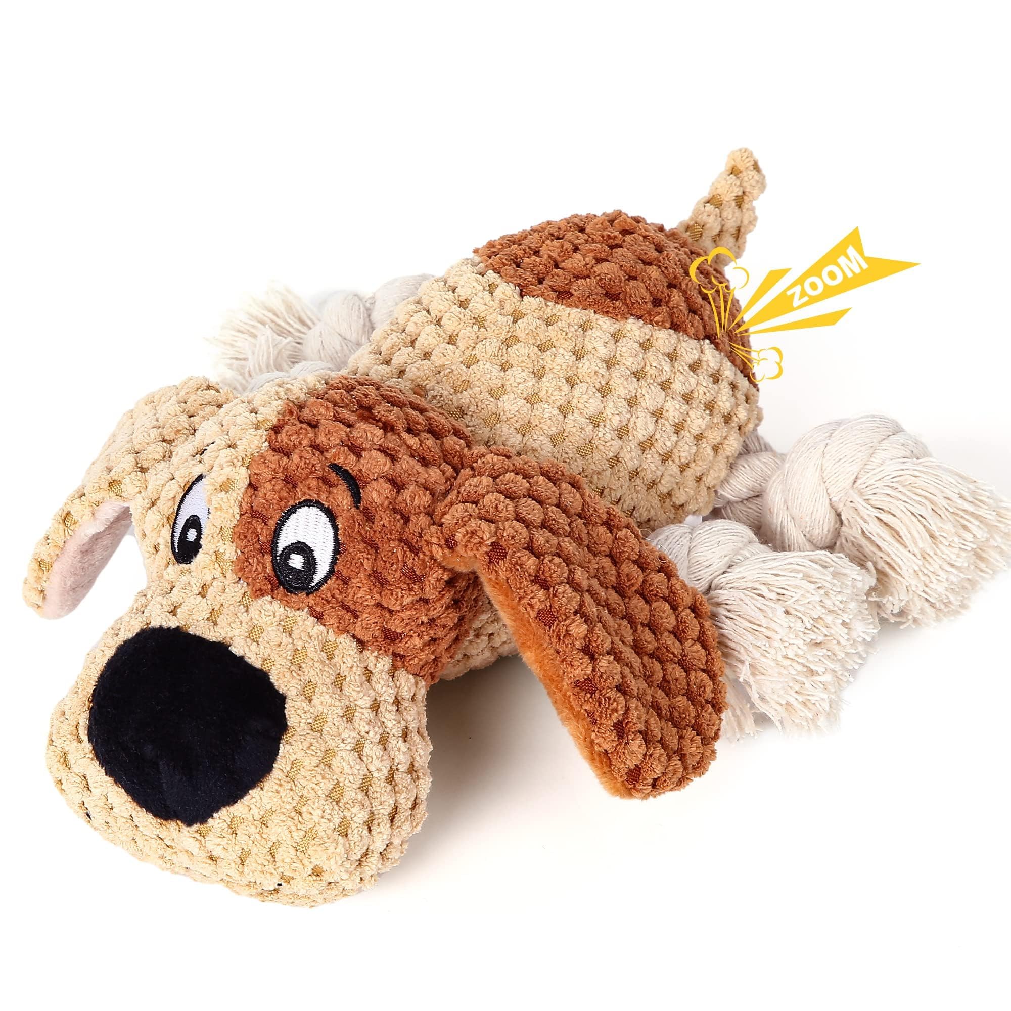 IOKHEIRA Dog Toys for Aggressive Chewers-Dog Toys for Large Dogs, Big Dog Chew Toys and Large Breeds, Tough Durable Indestructible Dog Toys, Squeaky (Brown)