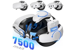 Kawaye for Meta Quest 3S/3/2 Head Strap with 7500mAh Hot-Swap Bateries for 3-4H Playtime,Double Knobs Adjustable VR Headset Strap with Large Support Pad Enhanced Support&Comfort for Games-MQ2004