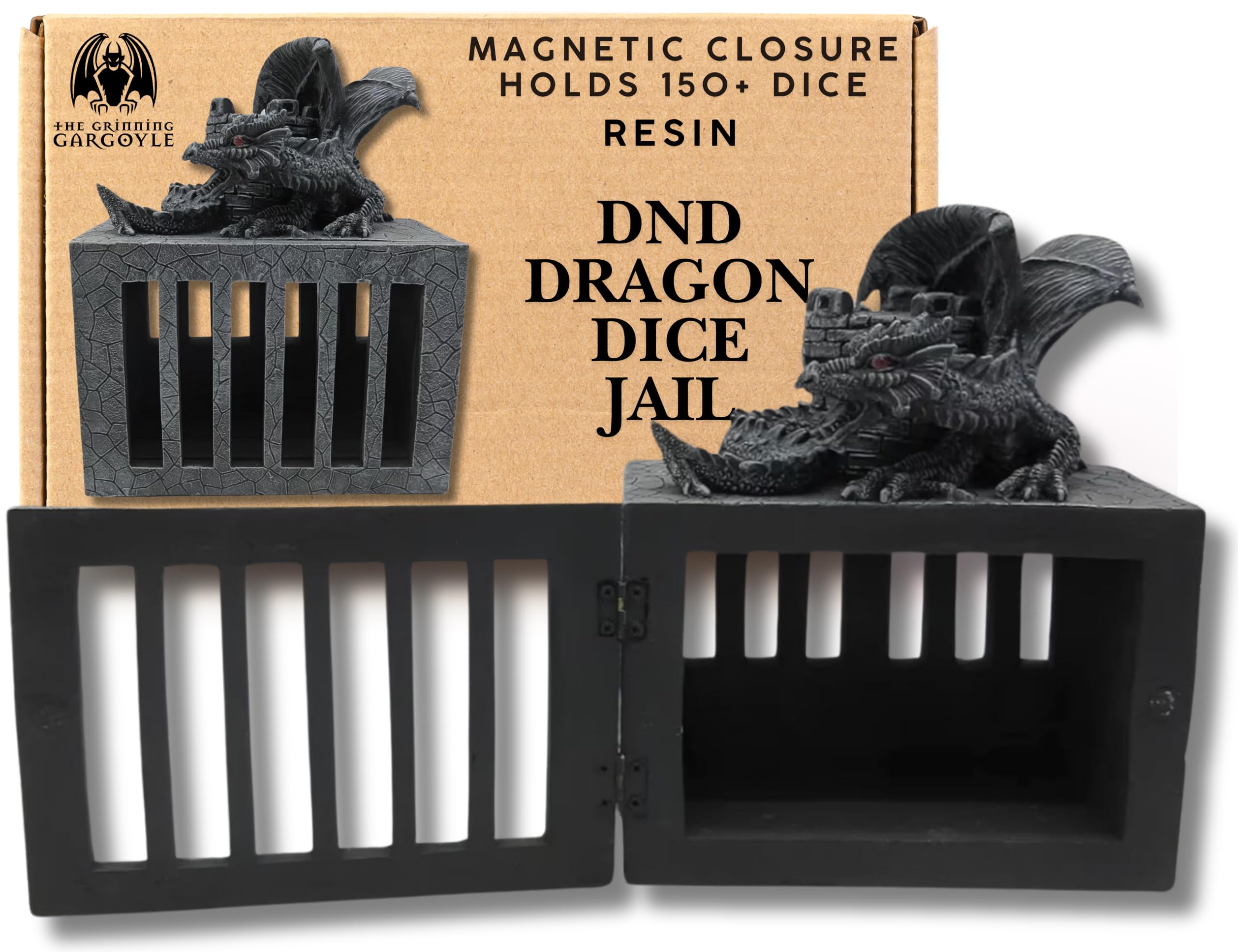 Grinning Gargoyle - Dice Box Jail Prison - Perfect Dungeon for DnD, RPG and Roleplaying Tabletop Gaming - D and D Gifts - Dice Storage Accessories