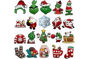GAUZY 20pcs Christmas Croc Charms for Girls Boys,Cute Cartoon Croc Charms for Kids Teens,DIY Sandals Bracelets shoe Decoration Charms for Birthday Festival Party Favors (Christmas)