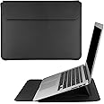 HoYiXi 15.6 Inch Laptop Sleeve Case PU Leather Case Compatible with MacBook Pro 16 2021 & 2019 A2141/ASUS Vivobook 15/HP 15.6" Laptop PC/MacBook Pro 15/Surface Laptop 3, Sleeve Pouch Black