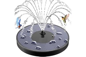 Upgraded Solar Water Fountain, GAIZERL 3.5W Solar Fountain Pump for Bird Bath with Battery Backup, Floating Solar Powered Fountains with 4 DIY Fixed Sticks & 7 Nozzles for Birdbath Garden Pond