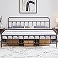 Yaheetech Classic Metal Platform Bed Frame Mattress Foundation with Victorian Style Iron-Art Headboard/Footboard/Under Bed Storage/No Box Spring Needed/King Size Bronze