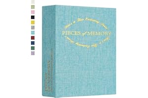 Hiwhy Photo Album for 4x6, Small Album for 200 Photos, Linen Cover Picture Book with Golden Prints, Portable Memory Book for Baby Wedding Traveling, Light Blue