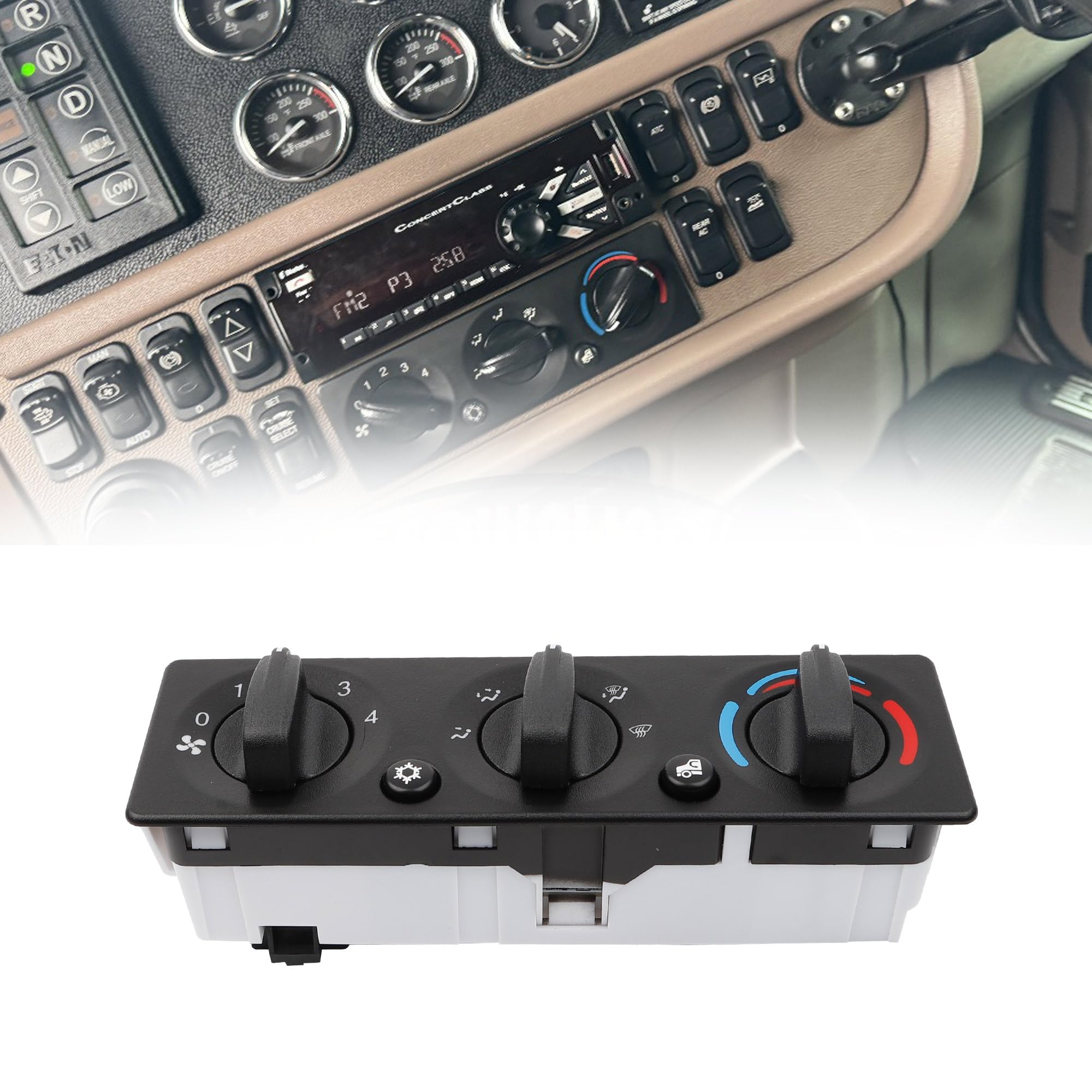 Photo 1 of Dasbecan Q21-6012 Trucks HVAC Heater Climate Control Module Panel A/C Air Conditioning Control Switch Compatible with 2008-2015 Peterbilt 384 Cab Air Conditioning Controller Switch Replace# Q216012