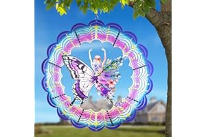 TEPAKEN Metal Wind Spinners - Butterfly Gifts for Women Mom Grandma Wife, Hanging Wind Spinner for Outdoor & Indoor Decorations, 12 inch Wind Spinner for Christmas Ornament Gifts