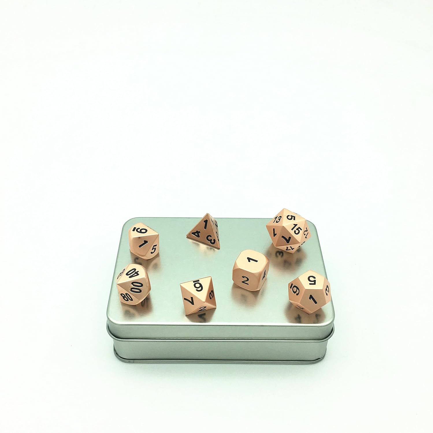 Pearl Bright Copper Color Trpg Alloy Dice Set With Metal Case And Storage Bag Truewon Role Playing Games Metal Dice Set Of 7 Toys Games Games Urbytus Com