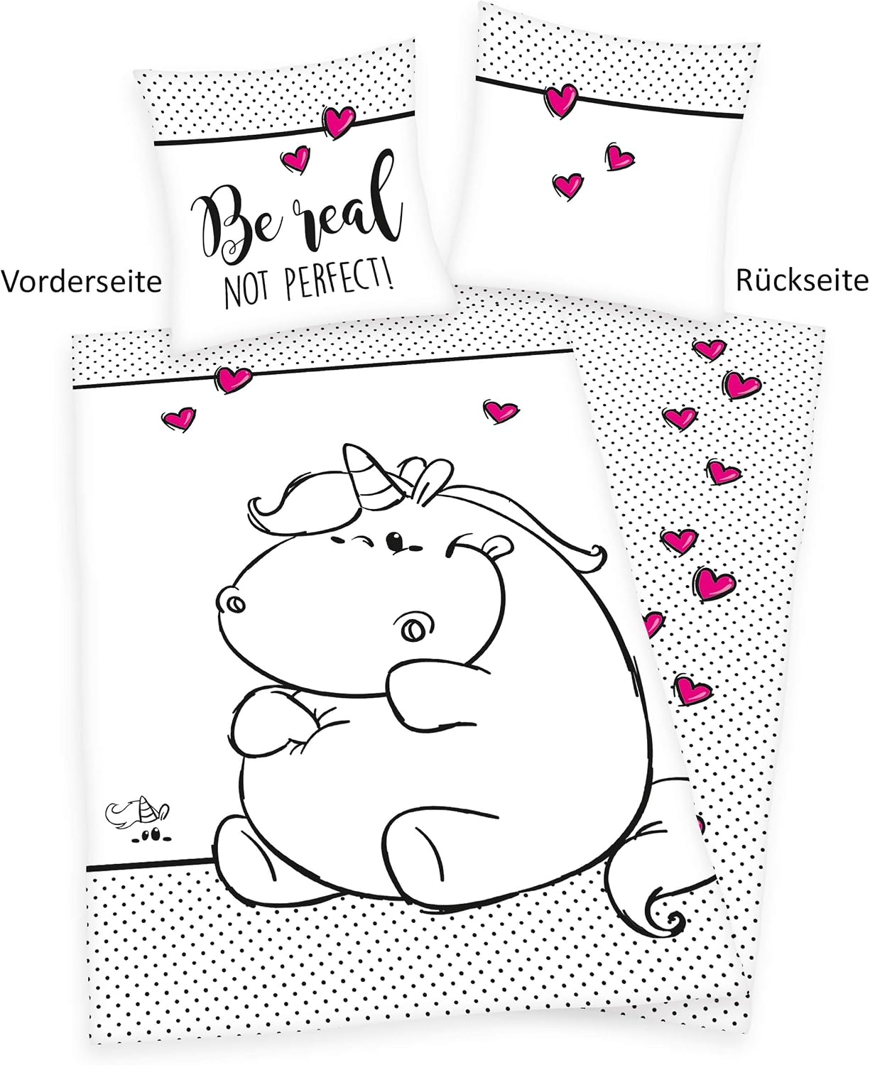 Pummeleinhorn Bedding Set, Cotton, weiß, 80 x 80 cm, 135 x 200 cm - Image 3