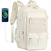 Travel Backpack for Women Men 15.6 Inch Laptop Backpacks with USB Port Carry on Backpack Flight Approved Large Back Packs College Bookbags Outdoor Sports Hiking Rucksack Casual Daypack (White)