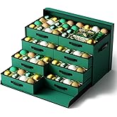 Christmas Ornament Storage Box, Ornament Organizer Storage box with Lids and Adjustable Dividers, Store Up to 128-3" Ornaments, Large Holiday Decor Storage Container with 8 Stackable Trays, Green