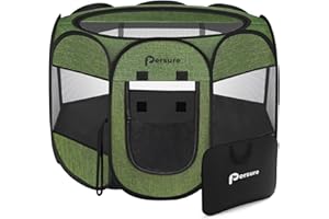 PERSURE Dog Cat Playpen Indoor Outdoor for Puppy Pet Dogs Cat Recovery After Surgery, Dogs Tent Crates Cage Indoor/Outdoor, Portable Pop Up Dog Kennel with Carrying Case for Travel (Premium Green, Small)