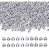 FASHEWELRY 500Pcs Square Acrylic Vowel Letter Beads 4.5-5mm Letter AEIOU Cube Alphabet Beads Friendship Bracelet Pony Bead for DIY Necklace Jewelry Making
