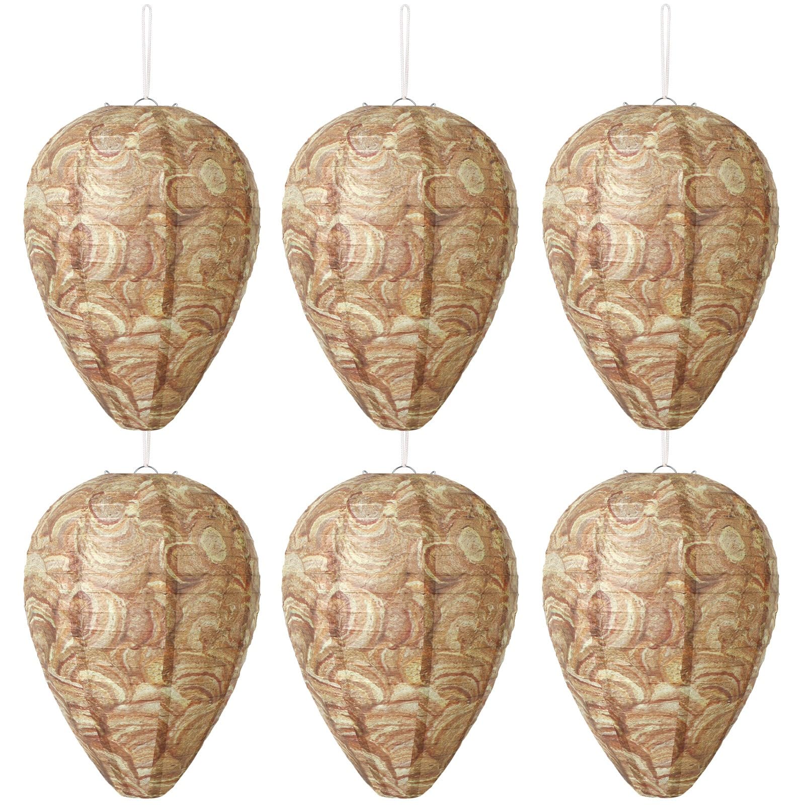 Augshy 4 Pack Fake Wasp Nest Decoy Artificial Hornet Decoy Nest Hanging Wasp Deterrent for Home and Garden Outdoor