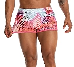 FIROTTII Mens Mesh Shorts Sexy Boxers See Through