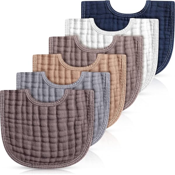 8-Pack Cotton Muslin Baby Bandana Bibs - Super Absorbent 6-Layer Drool Bibs For Newborns & Infants