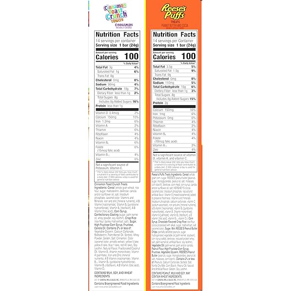 CINNAMON TOAST CRUNCH AND REESE’S PUFFS CEREAL TREAT BARS VARIETY PACK, SNACK BARS, 28 CT, 23.8 OZ