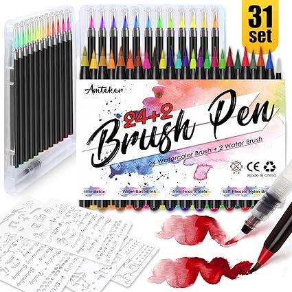 Ameter Brush Pen Set 201 Set De Stylos à Main Manga Dessiner Calligraphie Pinceau Aquarelle Kit De Stylos De Lettering Pour Bullet Journal