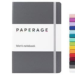PAPERAGE Blank Journal Notebook, (Dark Grey), 160