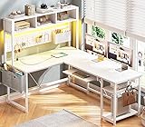 SEDETA White L Shaped Office Desk, 57.5” Corner