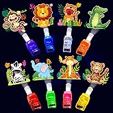 POPOOO 24PCS Jungle Safari Party Favors-LED Finger Lights:Glow-in-the-Dark Light-Up Toys Bulk for Kids,Animal Theme Birthday Party Decorations Supplies, Party Goodie Bags, Classroom Prizes, Fun Gifts