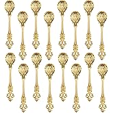 Yarlung 16 Pack Mini Coffee Spoons, 4.5 Inch Demitasse Vintage Spoon for Espresso, Tea, Dessert, Condiments, Gold
