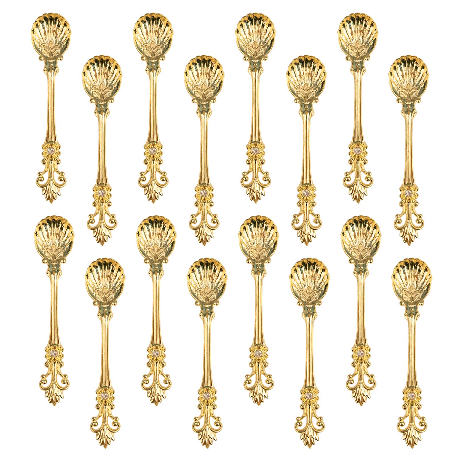 Yarlung 16 Pack Mini Coffee Spoons, 4.5 Inch/11cm Demitasse Vintage Spoon for Espresso, Tea, Dessert, Condiments, Gold
