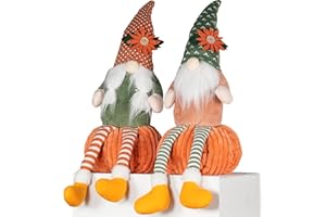 LEYUPEAK 20" Fall Gnomes Plush Decor 2 Pcs, Autumn Fall Decorations for Home Thanksgiving Decor Indoor Dangle Legs Gnomes Ornaments with Pumpkin Sunflower Harvest Gift for Tiered Tray, Table, Fireplace Mantel
