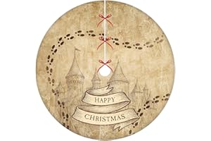 Vintage Christmas Tree Skirt Decorations, 48inch Wizard Christmas Tree Decor Ornaments for Holiday Party Supplies (48")