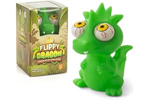 IPIDIPI TOYS Flippy Dragon Eye Popping Large Green Squishy - Funny Sensory Fidget - Squeeze Toy for Stress Reduction - Perfect Dinosaur Gift for Boys and Girls - Great for Kids with Autism or ADHD