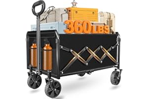 ARTIST'S DREAM Wagons Carts Foldable Collapsible Wagon — Multi-Use Folding Utility Wagon Cart Portable for Groceries,Apartment Living,Sports,Park&Storage|Collapsible Wagon with Wheels for Yard Work,Shopping,Black