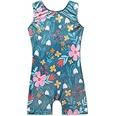 EQSJIU Gymnastics Leotards with Shorts for Girls Unicorn Rainbow Balloon Flower Sparkly Gradient Colors Biketard 1-10 Years