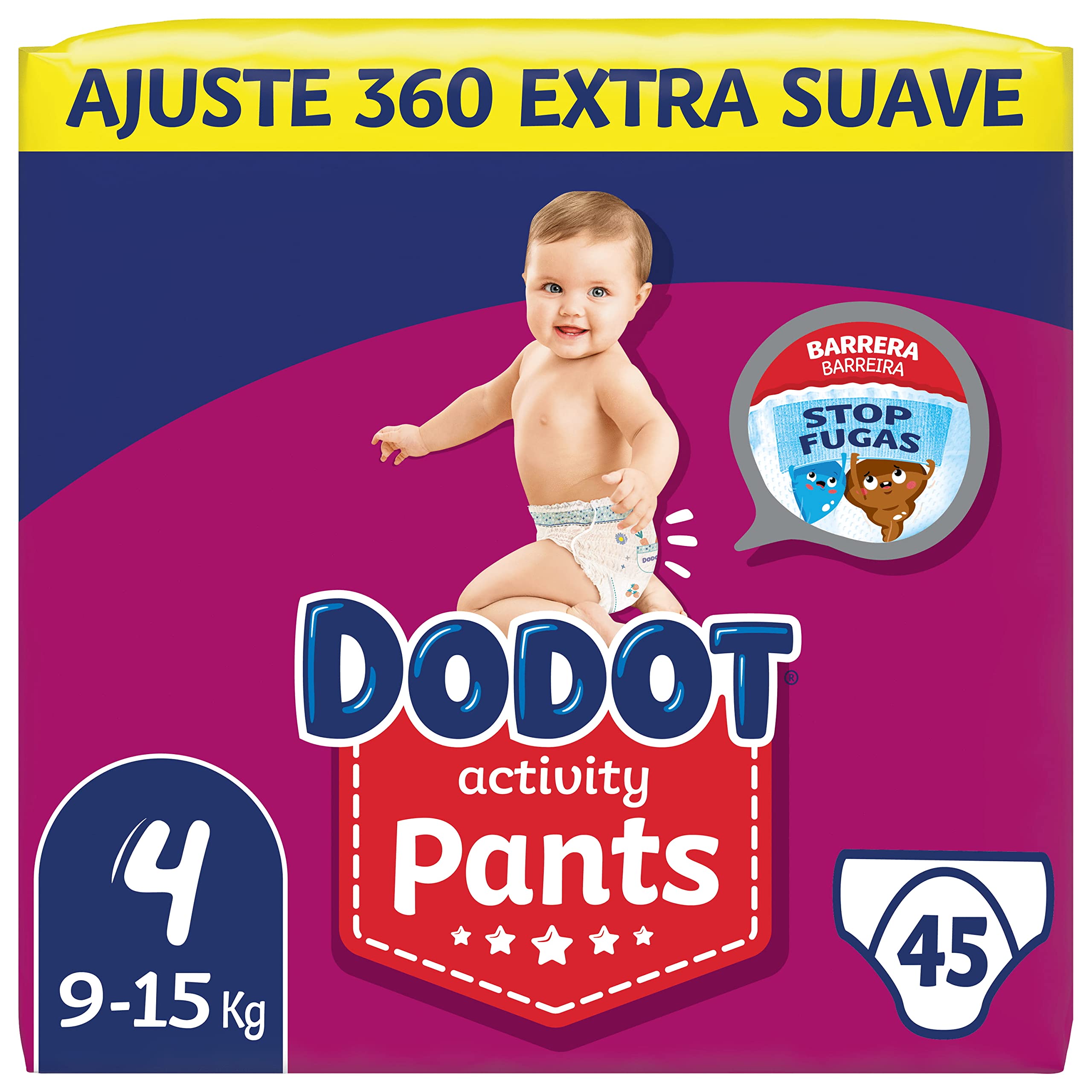 Dodot Activity - Pants Diaper-Size 4, Easy to Change with Air Channels, 45 Diapers, 9 to 15 kg, 45