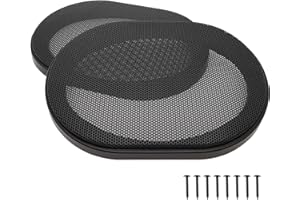 FUHENGLI 5" x 7" Speaker Grill Covers, Car Speaker Subwoofer Guard Protector, ABS Plastic Frame with Metal Mesh, Black - 2Pcs