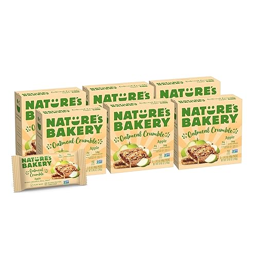Nature's Bakery Oatmeal Crumble Bars, Apple, 6-6 Count Boxes (36 Bars), Vegan Snacks, Non-GMO