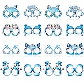 Pedel Winter Snowflake Paper Eyeglasses, 16Pcs Snowman Photo Booth Paper Glasses Snow Frozen Booth Eyeglasses Props for Winter Wonderland Party Décorations